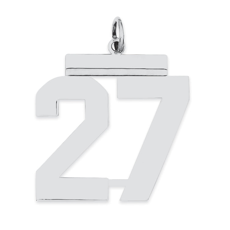 Sterling Silver/Rhodium-plated Polished Number 27 Charm