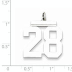 Sterling Silver Rhodium-plated Large Polished Number 28 Charm