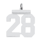 Sterling Silver/Rhodium-plated Polished Number 28 Charm