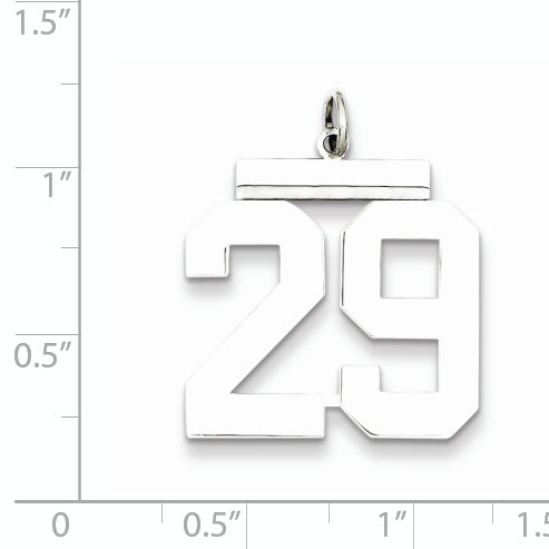 Sterling Silver Rhodium-plated Large Polished Number 29 Charm