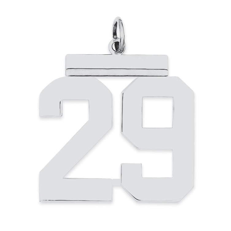 Sterling Silver/Rhodium-plated Polished Number 29 Charm