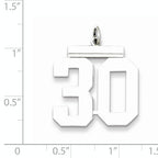 Sterling Silver Rhodium-plated Large Polished Number 30 Charm