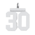 Sterling Silver/Rhodium-plated Polished Number 30 Charm