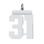 Sterling Silver/Rhodium-plated Polished Number 31 Charm