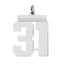 Sterling Silver/Rhodium-plated Polished Number 31 Charm