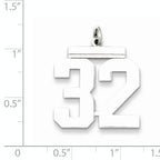 Sterling Silver Rhodium-plated Large Polished Number 32 Charm