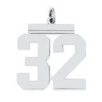 Sterling Silver/Rhodium-plated Polished Number 32 Charm