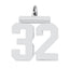 Sterling Silver/Rhodium-plated Polished Number 32 Charm