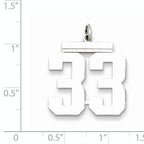Sterling Silver Rhodium-plated Large Polished Number 33 Charm