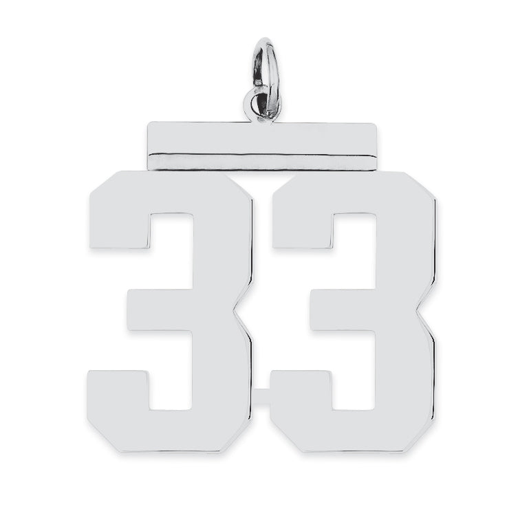 Sterling Silver/Rhodium-plated Polished Number 33 Charm
