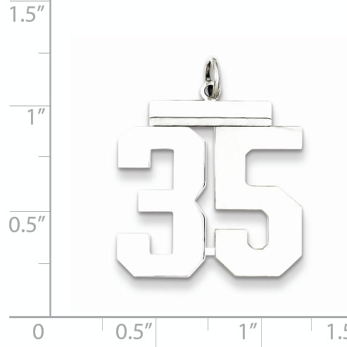 Sterling Silver Rhodium-plated Large Polished Number 35 Charm