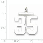 Sterling Silver Rhodium-plated Large Polished Number 35 Charm