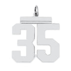 Sterling Silver/Rhodium-plated Polished Number 35 Charm