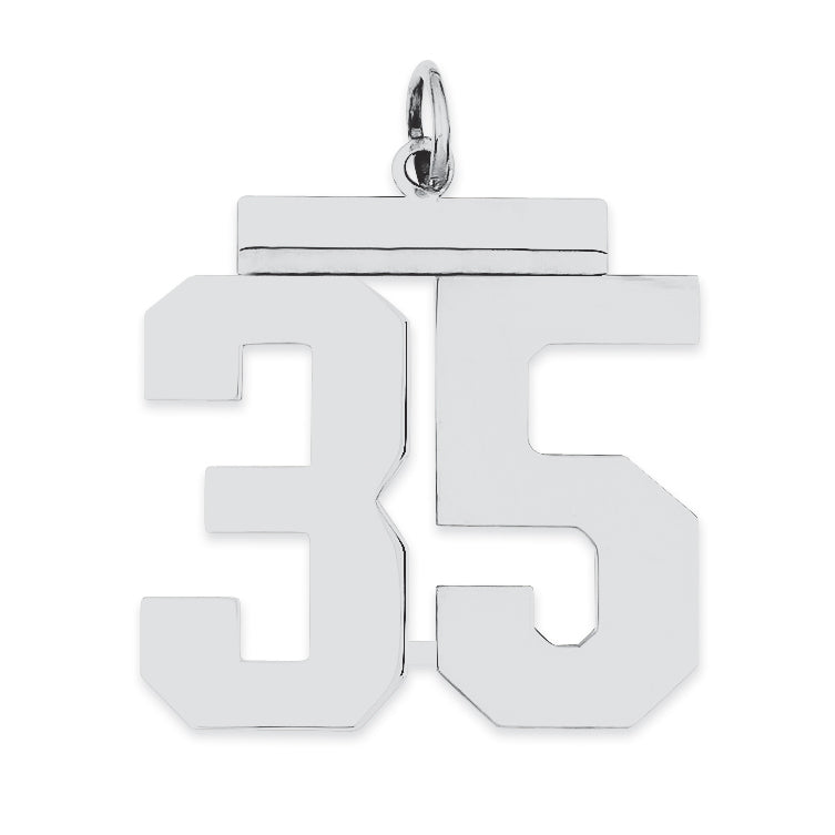 Sterling Silver/Rhodium-plated Polished Number 35 Charm
