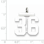 Sterling Silver Rhodium-plated Large Polished Number 36 Charm