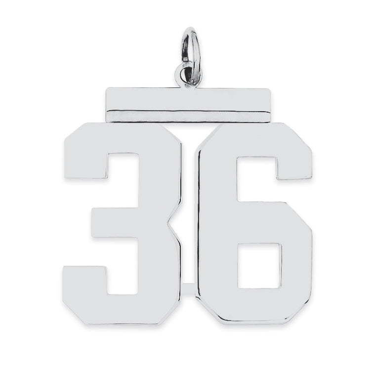 Sterling Silver/Rhodium-plated Polished Number 36 Charm