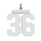 Sterling Silver/Rhodium-plated Polished Number 36 Charm