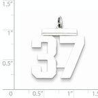 Sterling Silver Rhodium-plated Large Polished Number 37 Charm