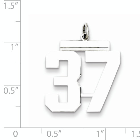 Sterling Silver Rhodium-plated Large Polished Number 37 Charm