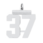 Sterling Silver/Rhodium-plated Polished Number 37 Charm