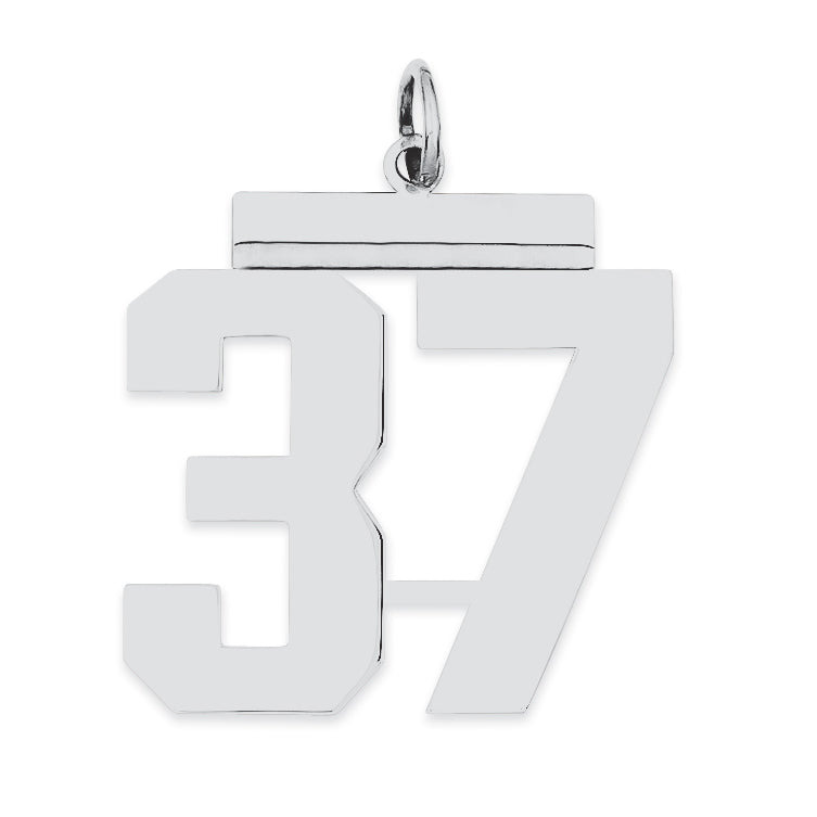 Sterling Silver/Rhodium-plated Polished Number 37 Charm