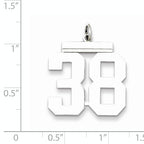 Sterling Silver Rhodium-plated Large Polished Number 38 Charm