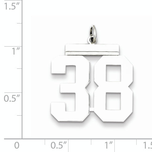 Sterling Silver Rhodium-plated Large Polished Number 38 Charm