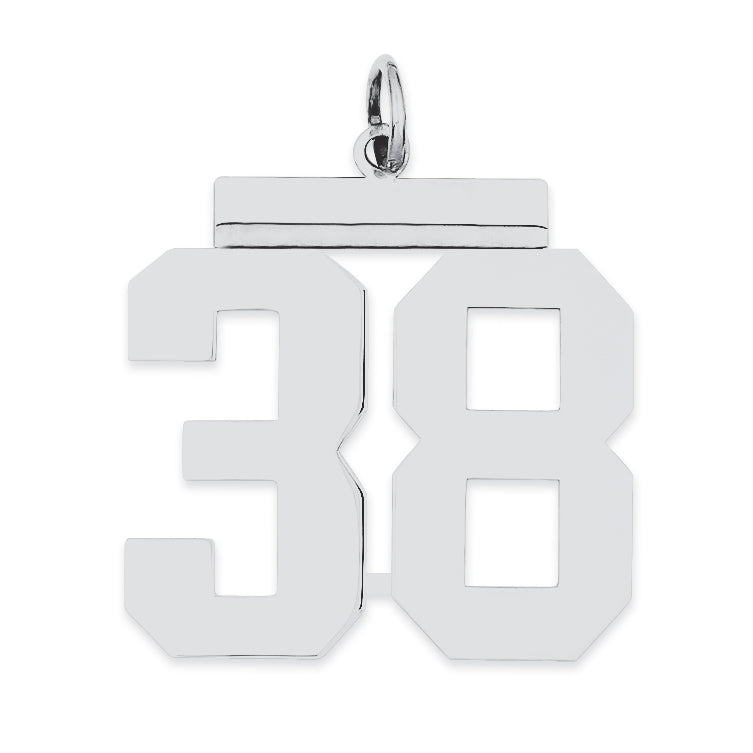 Sterling Silver/Rhodium-plated Polished Number 38 Charm