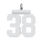 Sterling Silver/Rhodium-plated Polished Number 38 Charm