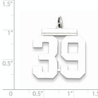 Sterling Silver Rhodium-plated Large Polished Number 39 Charm