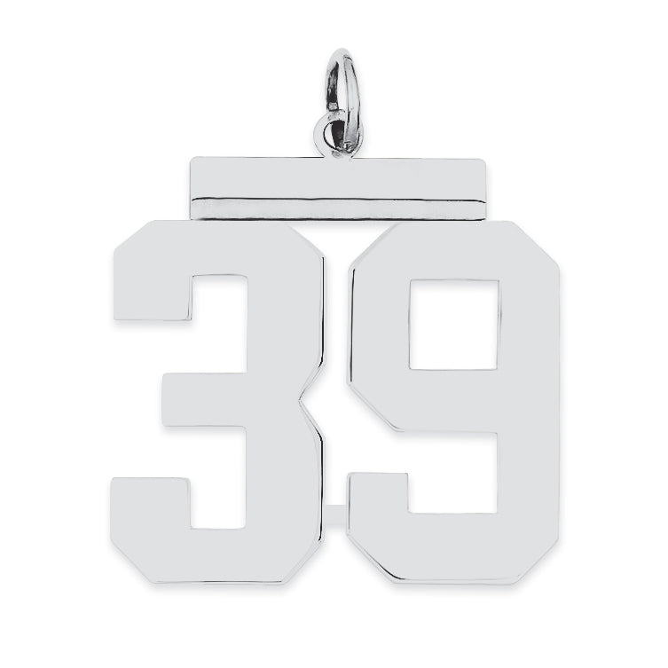 Sterling Silver/Rhodium-plated Polished Number 39 Charm