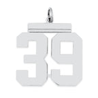 Sterling Silver/Rhodium-plated Polished Number 39 Charm