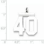 Sterling Silver Rhodium-plated Large Polished Number 40 Charm