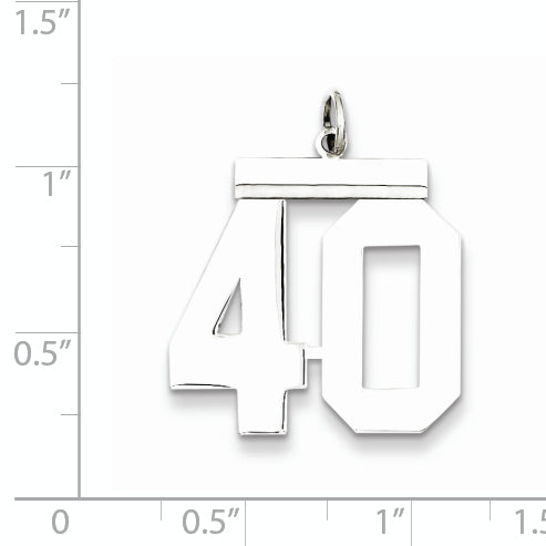 Sterling Silver Rhodium-plated Large Polished Number 40 Charm