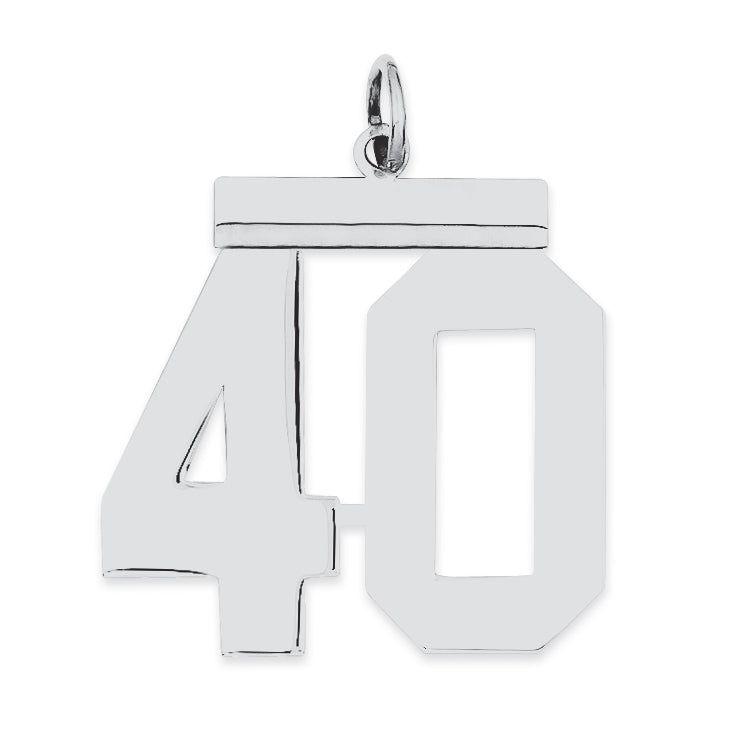 Sterling Silver/Rhodium-plated Polished Number 40 Charm