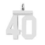 Sterling Silver/Rhodium-plated Polished Number 40 Charm