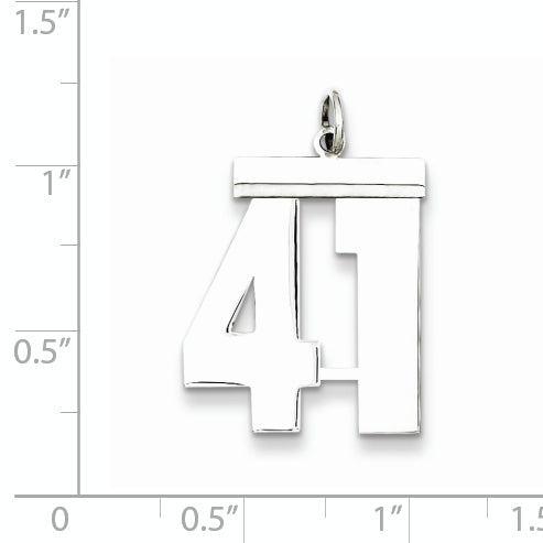 Sterling Silver Rhodium-plated Large Polished Number 41 Charm