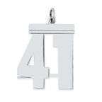 Sterling Silver/Rhodium-plated Polished Number 41 Charm