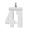 Sterling Silver/Rhodium-plated Polished Number 41 Charm
