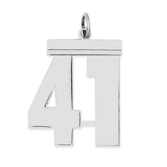 Sterling Silver/Rhodium-plated Polished Number 41 Charm