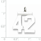Sterling Silver Rhodium-plated Large Polished Number 42 Charm