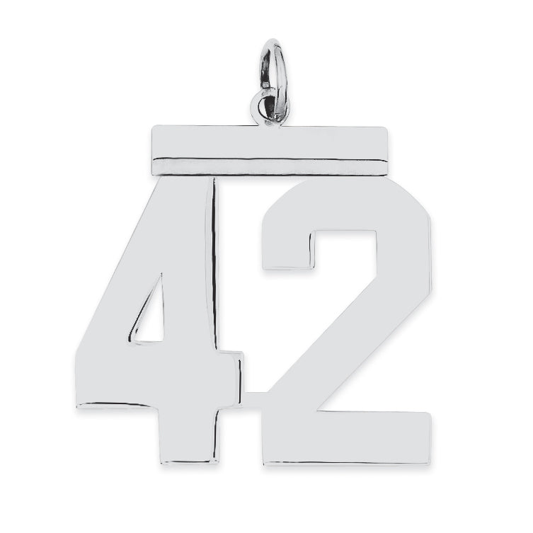 Sterling Silver/Rhodium-plated Polished Number 42 Charm