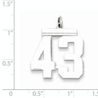 Sterling Silver Rhodium-plated Large Polished Number 43 Charm