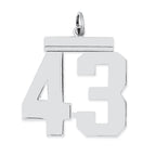 Sterling Silver/Rhodium-plated Polished Number 43 Charm