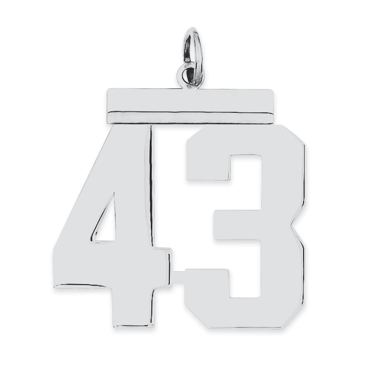 Sterling Silver/Rhodium-plated Polished Number 43 Charm