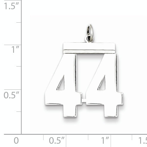 Sterling Silver Rhodium-plated Large Polished Number 44 Charm