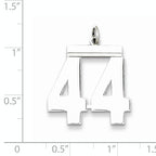 Sterling Silver Rhodium-plated Large Polished Number 44 Charm