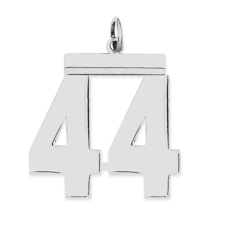 Sterling Silver/Rhodium-plated Polished Number 44 Charm