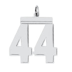 Sterling Silver/Rhodium-plated Polished Number 44 Charm