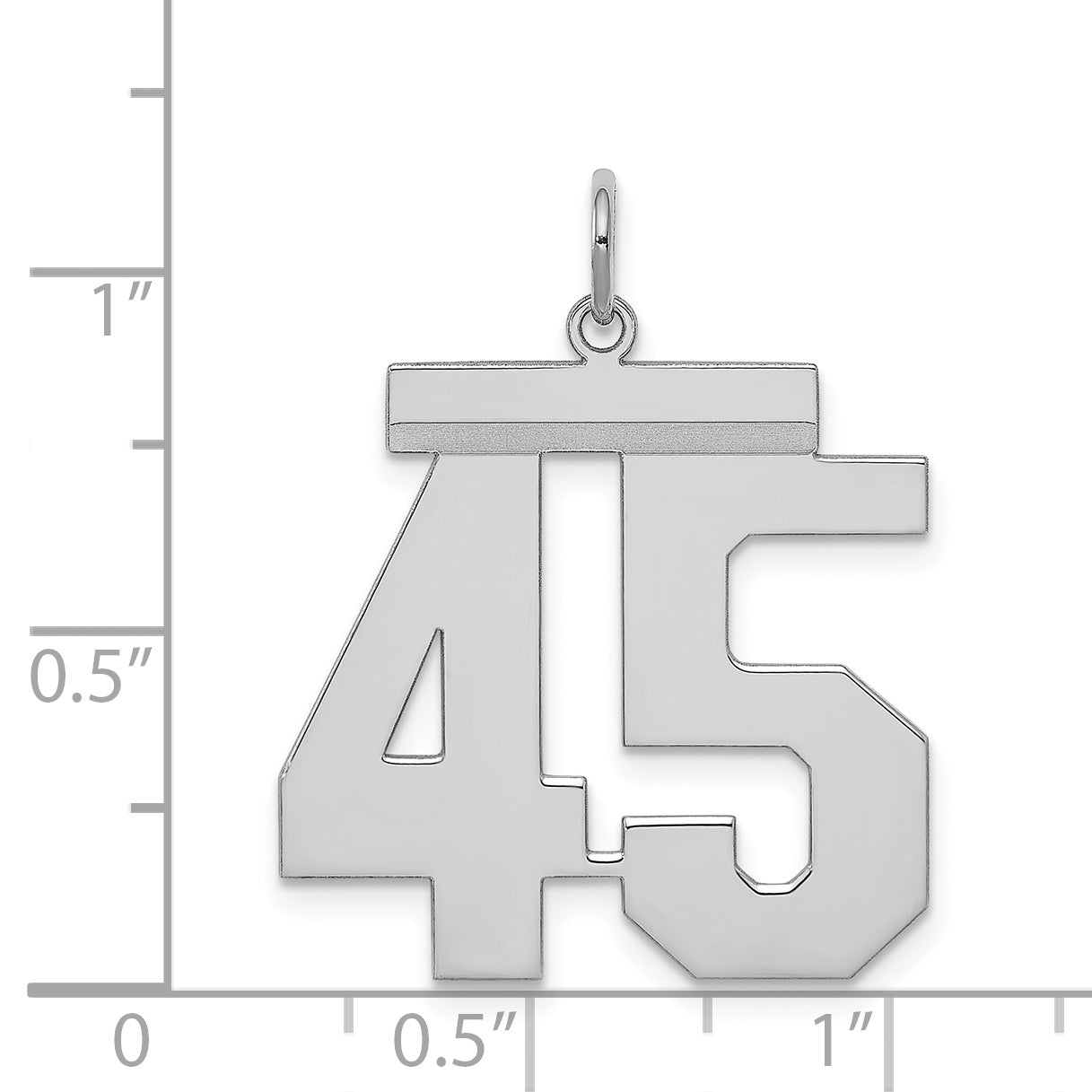Sterling Silver/Rhodium-plated Polished Number 45 Charm